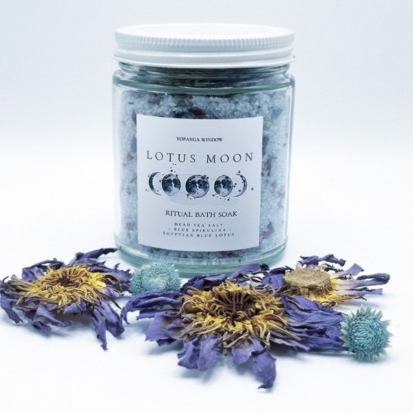 LOTUS MOON Ritual Bath Soak / Blue Lotus/ Spirulina/ Dead Sea Salt/ Organic Skincare
