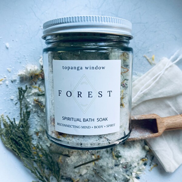 FOREST BATH SALTS /Spiritual Bath Soak/ Natural Pine Scent/ Grounding