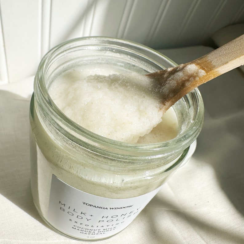 MILK AND HONEY Body Scrub / Coconut Milk / Manuka Honey /Oatmeal Sugar Scrub image 4