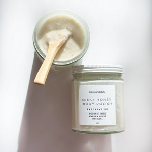 MILK AND HONEY Body Scrub / Coconut Milk / Manuka Honey /Oatmeal Sugar Scrub image 1