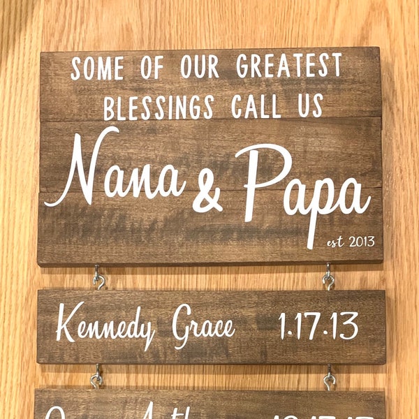 Grandparents Sign/ Nana and Papa Sign/ Grandparent Gift/ Wood Sign/ House Decor/ Personalized Sign/ Mothers Day/ Fathers Day/ Christmas Gift