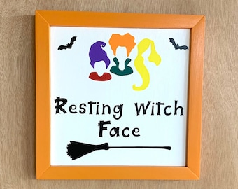 Signo de cara de bruja en reposo/ Signo de Hocus Pocus/ Hocus Pocus Halloween/ Hermanas Sanderson/ Signo de Halloween/ Regalo de Navidad/ Signo temático navideño