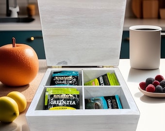 Handcrafted Wooden Tea Holding Box/ Tea Bag Organizer/ Decorative Tea Holding Box/ Rustin Tea Box/ Tea Caddy/ Tea Storage Container