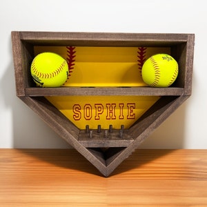 Softball Display Holder/ Softball Game Ball holder/ Softball display case/ Custom Softball Display/ Baseball Display Shelf/ Christmas Gift