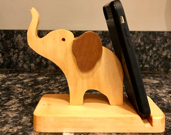 Elephant Cell Phone Holder/ Elephant Decor/ Elephant Gifts/ Cell Phone Stand/ Christmas gift/ Elephant bedside organizer