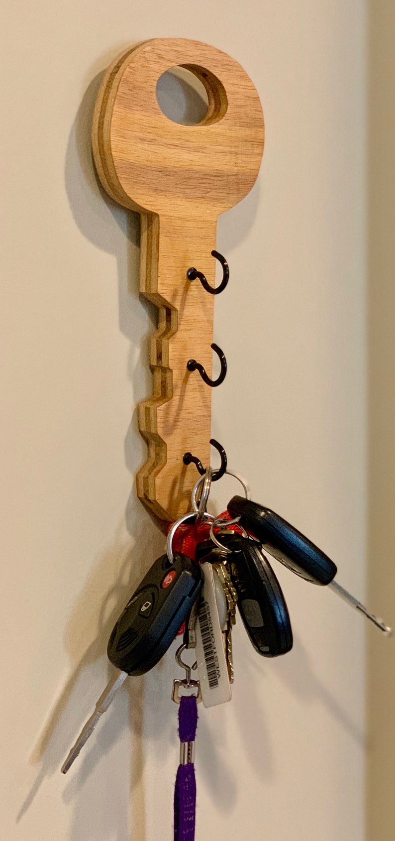 Key Holder for Wall/ 10 Vertical/ Wooden Key Holder/ Etsy