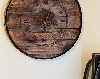 Jim Beam Barrel Lid Clock – Luxury Whiskey Bar Décor – Anniversary Gift for Him