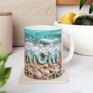 Mothers Day Beach Vibes Ceramic Mug - Seaside Aesthetic, Ocean Lover Gift, Coffee Cup, Summer Home Decor, Perfect for Relaxation