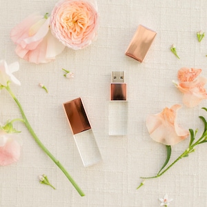 ROSE GOLD / Copper and Crystal USB 3.0 High Speed | Wedding Flash Drive | 8GB | 16GB | 32GB | 64GB | Engraved
