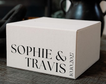 Personalized Linen Wedding Card Box, Linen Reception Envelope Holder with a Slot for gift cards