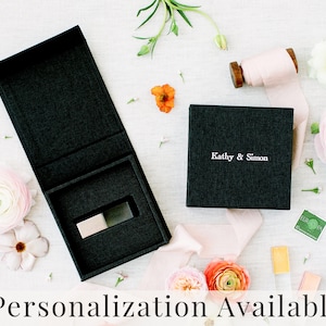 BLACK Linen Box | USB Box | Flash Drive Packaging | Photographer Gifts for Clients