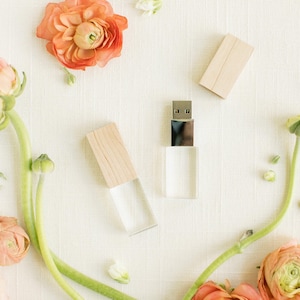 MAPLE Wood and Crystal USB 3.0 High Speed | Wedding Flash Drive | 8GB | 16GB | 32GB | 64GB | 128GB | Engraved