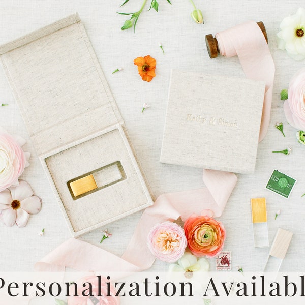 OATMEAL Linen Box | USB Box | Flash Drive Packaging | Photographer Gifts for Clients