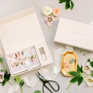 CREAM Linen Box | 4x6 Photo and USB Box | Off-White Ribbon | Proof Print Packaging | Photographer Gifts for Clients