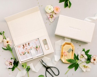 CREAM Linen Box | 4x6 Photo and USB Box | Off-White Ribbon | Proof Print Packaging | Photographer Gifts for Clients