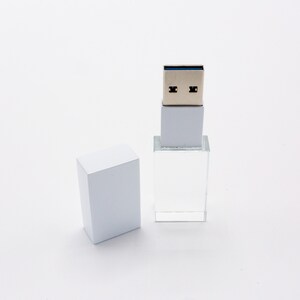 WHITE and Crystal USB 3.0 High Speed | Wedding Flash Drive | 8GB | 16GB | 32GB | 64GB | 128GB | Engraved Bild 7