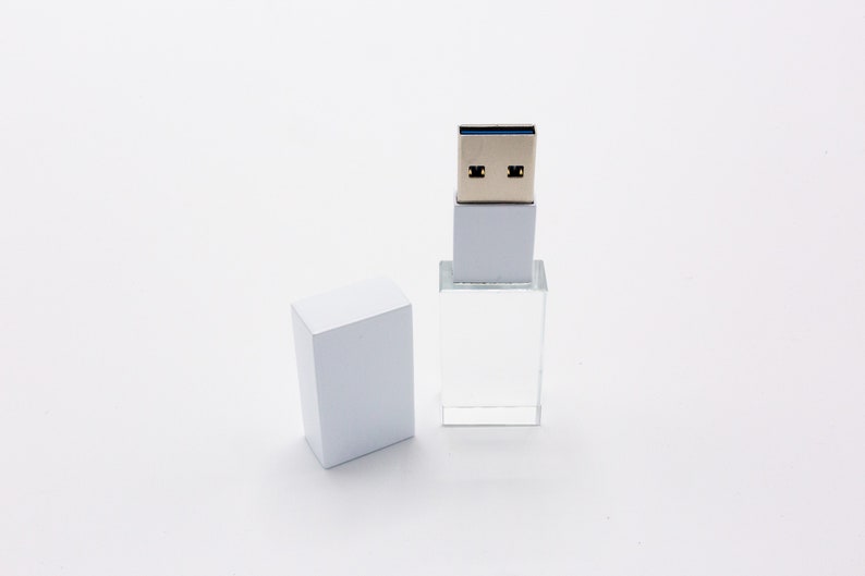 WHITE and Crystal USB 3.0 High Speed | Wedding Flash Drive | 8GB | 16GB | 32GB | 64GB | 128GB | Engraved Bild 7