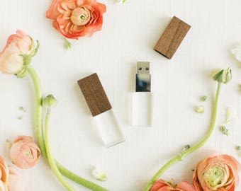 WALNUT Wood and Crystal USB 3.0 High Speed | Wedding Flash Drive | 8GB | 16GB | 32GB | 64GB | 128GB | Engraved