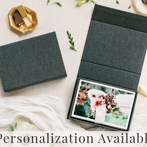 CHARCOAL Linen Box | 4x6 Photo Box | Off-White Ribbon | Proof Print Packaging | Photographer Gifts for Clients
