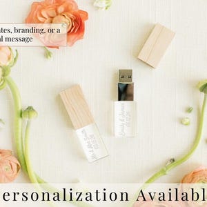 MAPLE Wood and Crystal USB 3.0 High Speed | Wedding Flash Drive | 8GB | 16GB | 32GB | 64GB | 128GB | Engraved image 3