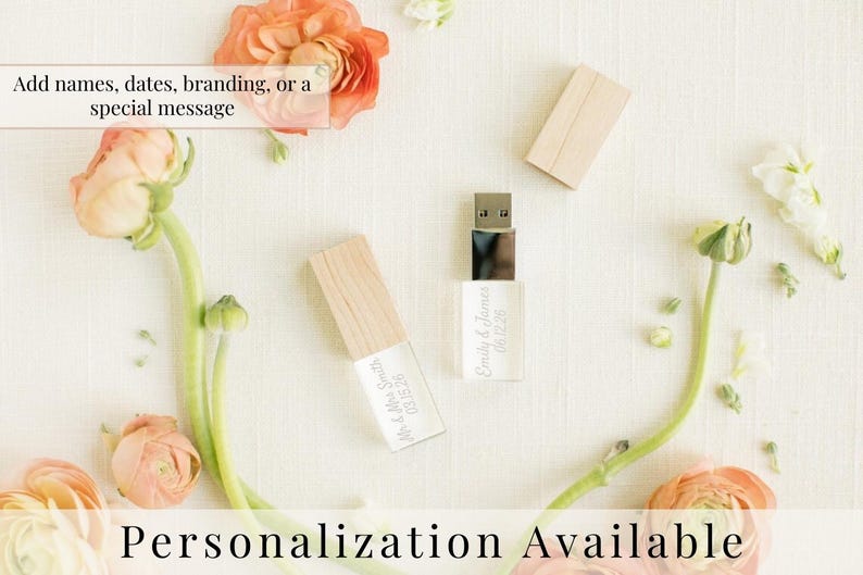 MAPLE Wood and Crystal USB 3.0 High Speed | Wedding Flash Drive | 8GB | 16GB | 32GB | 64GB | 128GB | Engraved image 3