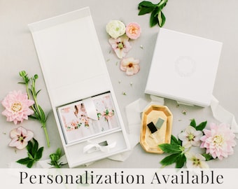 WHITE Linen Box | 4x6 Photo and USB Box | Off-White Ribbons | Proof Print Packaging | Photographer Gifts for Clients