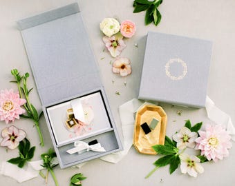 HEATHER GREY Linen Box | 4x6 Photo and USB Box | Off-White Ribbons | Proof Print Packaging | Photographer Gifts for Clients