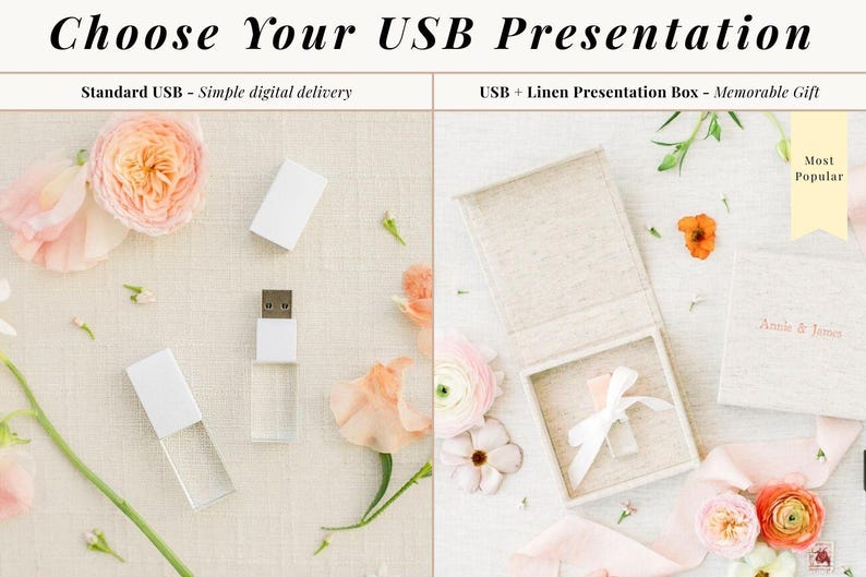 WHITE and Crystal USB 3.0 High Speed | Wedding Flash Drive | 8GB | 16GB | 32GB | 64GB | 128GB | Engraved Bild 10