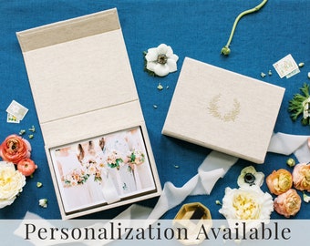 OATMEAL Linen Box | 5x7 Photo Box | Off-White Ribbon | Proof Print Packaging | Photographer Gifts for Clients