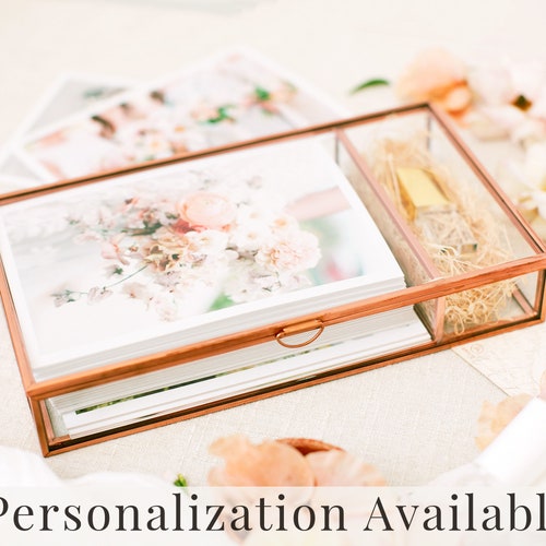 ROSE GOLD Glass Box 4x6 Photo Box With USB Slot Proof Etsy