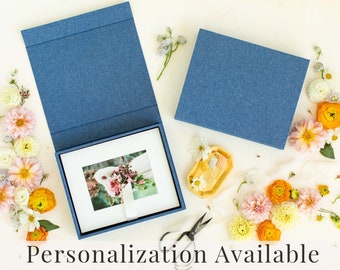 FRENCH BLUE Linen Box | 8x10 Photo Box | Off-White Ribbon | Proof Print Packaging | Photographer Gifts for Clients