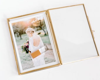 5x7 GOLD Glass Box | Photo Proof Print Wedding Box | Jewelry Box | Portrait Photographer Client Gift USB Flash Drive Delivery