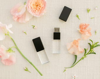 BLACK and Crystal USB 3.0 High Speed | Wedding Flash Drive | 8GB | 16GB | 32GB | 64GB | 128GB | Engraved