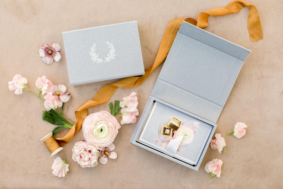 HEATHER GREY Linen Box | 4x6 Photo Box | Off-White Ribbon | Proof Print Packaging | Photographer Gifts for Clients