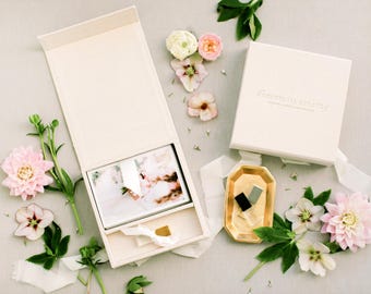 CREAM Linen Box | 4x6 Photo and USB Box | Off-White Ribbons | Proof Print Packaging | Photographer Gifts for Clients