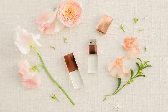 ROSE GOLD / Copper and Crystal USB 3.0 High Speed | Wedding Flash Drive | 8GB | 16GB | 32GB | 64GB | Engraved
