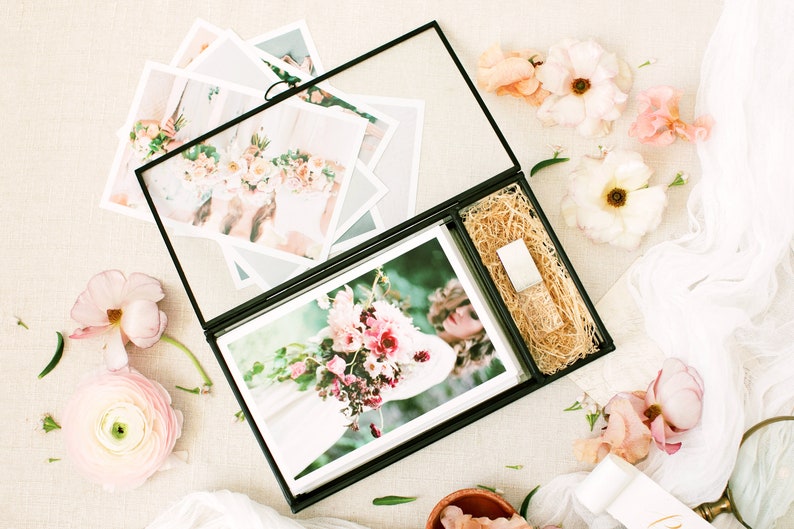 BLACK Glass Box 4x6 Photo Box with USB Slot Proof Print Etsy