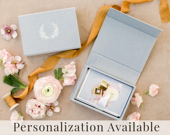HEATHER GREY Linen Box | 4x6 Photo Box | Off-White Ribbon | Proof Print Packaging | Photographer Gifts for Clients