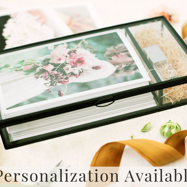BLACK Glass Box | 5x7 Photo Box with USB Slot | Proof Print Packaging | Photographer Gifts for Clients