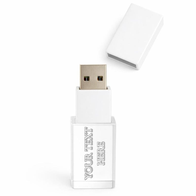 WHITE and Crystal USB 3.0 High Speed | Wedding Flash Drive | 8GB | 16GB | 32GB | 64GB | 128GB | Engraved Bild 8