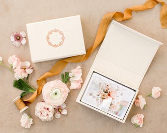 CREAM Linen Box | 4x6 Photo Box | Off-White Ribbon | Proof Print Packaging | Photographer Gifts for Clients