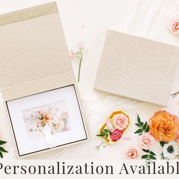 OATMEAL Linen Box | 8x10 Photo Box | Off-White Ribbon | Proof Print Packaging | Photographer Gifts for Clients