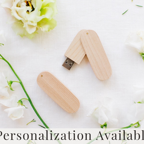 MAPLE Wood USB 3.0 High Speed | Round Cut with Swivel | Wedding Flash Drive | 8GB | 16GB | 32GB | 64GB | Engraved