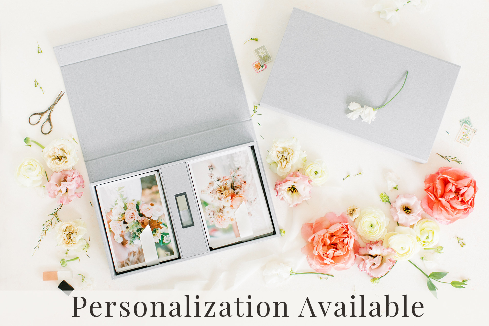 HEATHER GREY Linen Box 5x7 Double Photo and USB Box Etsy