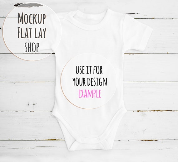 Baby Bodysuit Mockup For Your Text Or Design Flat Lay Short Etsy