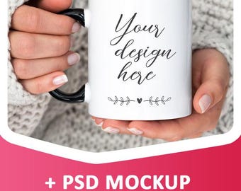 Witte mok met zwart handvat, mokmodel, blanco mok, mock-ups, koffiemok mock-up, mokmodellen, pod keramische beker, witte beker mock-up 11 oz