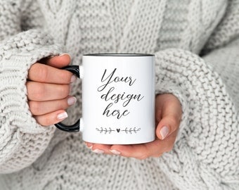 White Mug with black handle, Mug mockup, blank mug, mock ups, coffee mug mock up, mug mockups, pod ceramic cup, white cup mock up 11 oz