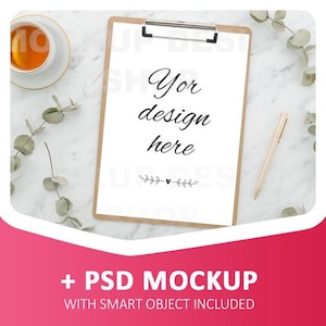 Clipboard Mockup Styled Mock Up Photography for Shops Flat lay Stock Photo Business Frame styled with eucalyptus Letter Template Mock up  A4