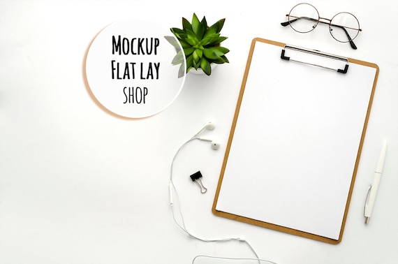 Clipboard Pre-made Scene Mockup Flat Lay Photo Stock Photo Mock up