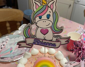 Personalised Wooden Unicorn Cake Topper | Birthday Cake Topper | Custom Made | Handmade